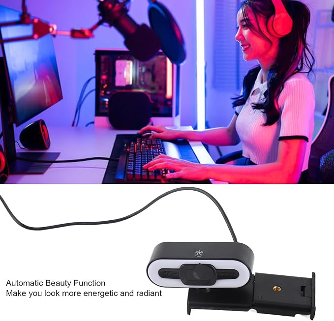 4K Webcam USB Webcam Built in Microphone Bright Fill Light Auto Beauty for Laptop Desktop Computer Streaming Camera for Video Calling