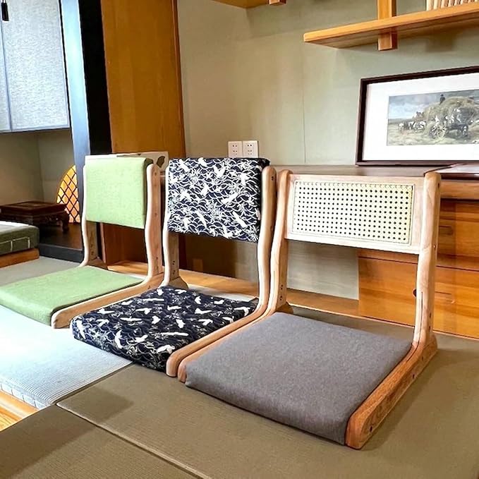 ELEFOCUS Legless Tatami Folding Chair Portable Floor Chair with Comfortable Cushion Backrest for Living Room Bedroom