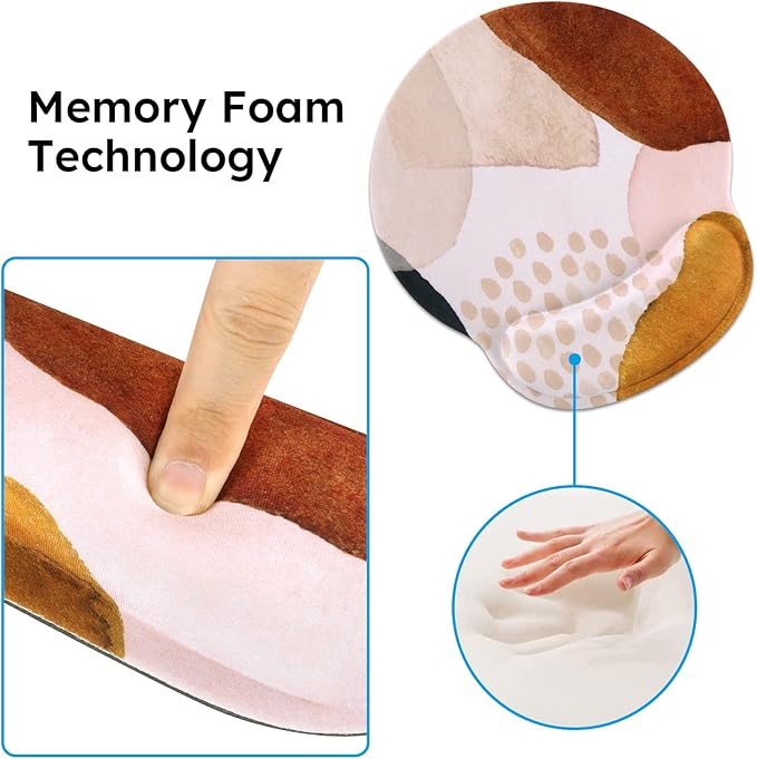 iCasso Desk Mat Gaming Mouse Pad Wrist Support Set4in1 XXL Large Mousepad + Keyboard Wrist Rest+Mouse Wrist Rest+Coaster Set with Ergonomic Design for Home Office Table Computer-Color Block