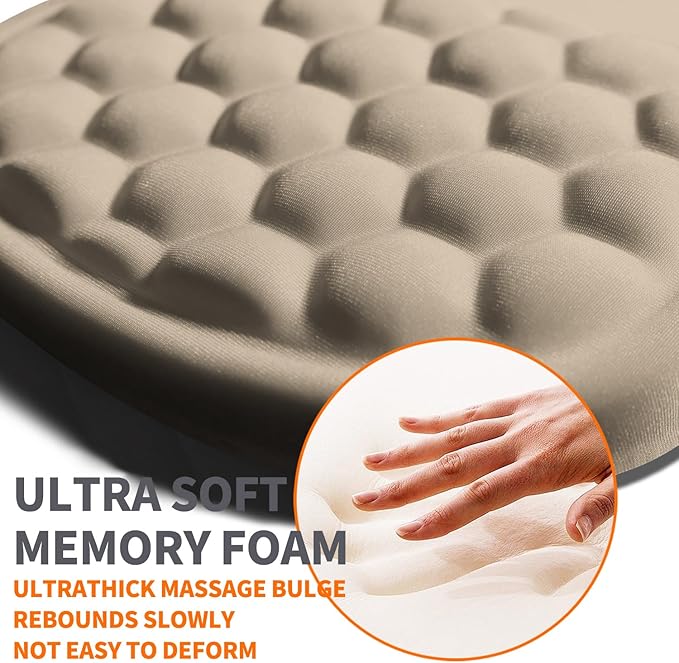 Ergonomic Joint Wrist Support Mouse Pad with Memory Foam Cushion Massage Bump Carpal Tunnel Pain Relief Mousepad Slope Design for Wrist Rest 11.8x7.9 in Apricot
