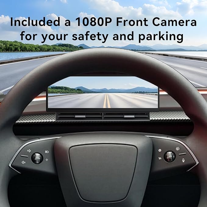 10.88 Inch Head Up Display Compatible with Tesla Model 3 2017-2023 Model Y 2019-2024 Smart Dashboard Touch Screen Instrument Cluster Display with Wireless CarPlay/Android Auto/Camera/Air Vent