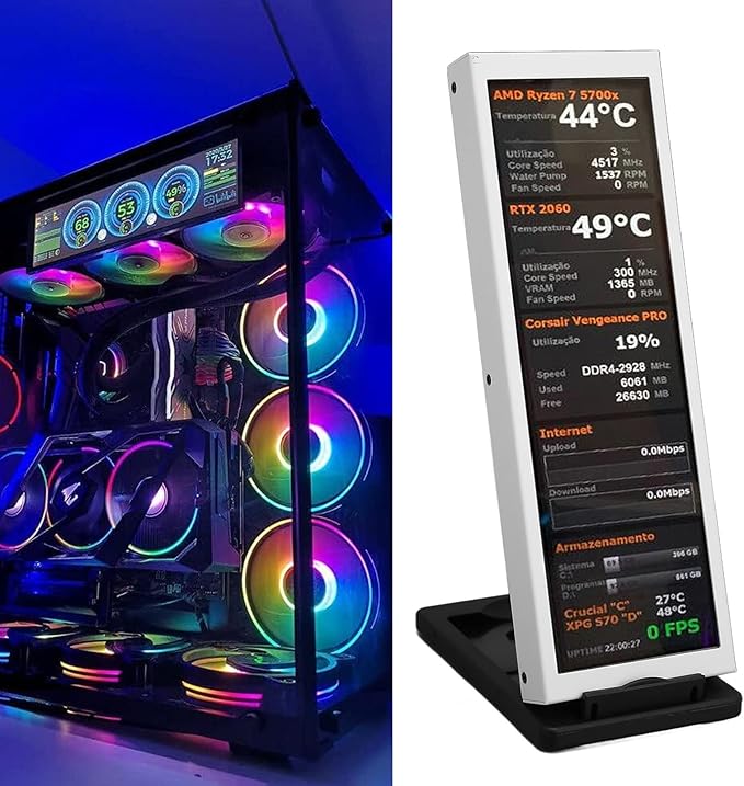 7.9 Inch CPU Hardware Temperature Monitor External Expansion Display CPU GPU SSD Data Temperature Monitor Panel for PC ARGB Computer Case Secondary Screen