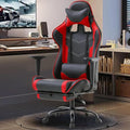PC Gaming Chair with Footrest Ergonomic Home Office Chair with Lumbar Support &amp Headrest Pillow Height Adjustable Swivel Recliner Racing Computer Video Game Chairs Red