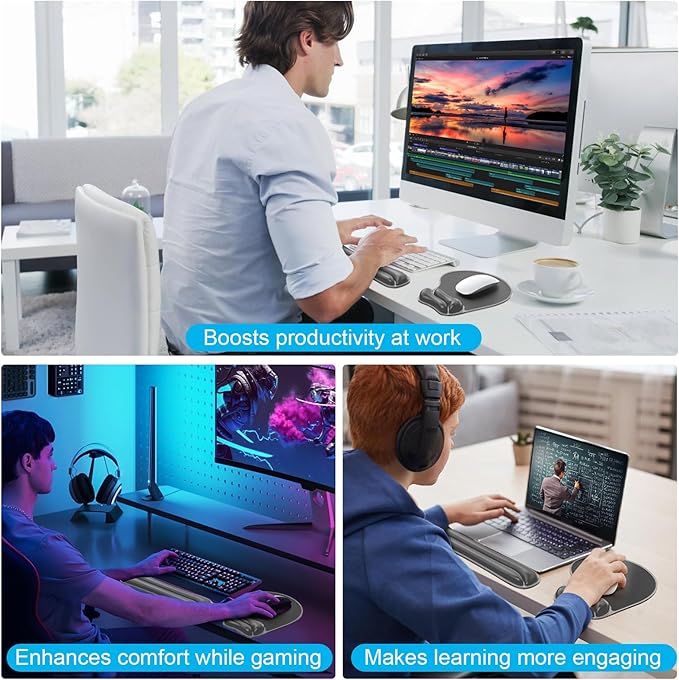 Gel Mouse pad &amp Keyboard Wrist Rest Set Ergonomic Keyboard and Mousepad with Wrist Support Keyboards Wrist Rest Computer Keyboards Pad Cooling Gel Black