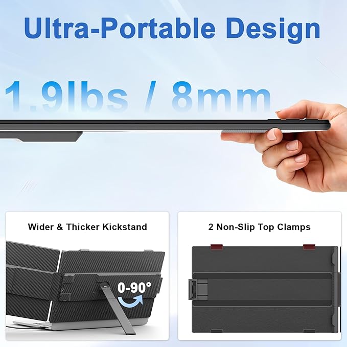KEFEYA Laptop Screen Extender 14 FHD 1080P IPS Dual Laptop Monitor Extender Portable Monitor Plug &amp Play USB-C/HDMI/USB-A for 13-17 Laptops Work with Windows/MacBook/Switch/PS5