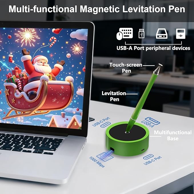 Ballpoint Pen with Magnetic Levitation&ampUSB C Hub Dock4-in-1 Adapter with Gigabit EthernetUltimate Christmas Business Gift for Successful ProfessionalsTech EnthusiastsPentel Pens&ampSign Pen U