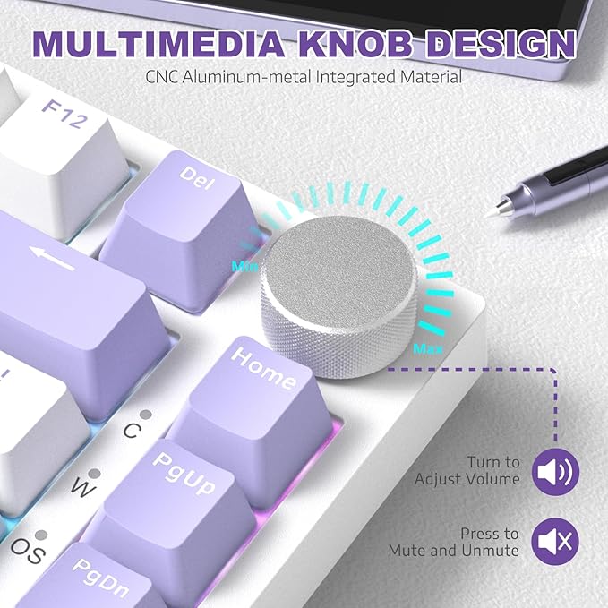 ATTACK SHARK Ajazz Hot Swappable Mechanical Keyboard75% TKL RGB Backlit Wired Gaming Keyboard with Knob ControlPoron FoamSilicon PadGasketNKROPBT Keycaps for Win/MacSea Salt Linear Switch