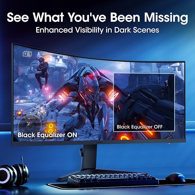 KOORUI 34-inch Curved Ultrawide WQHD 3440×1440 Gaming Monitor 180Hz 1000R- PIP/PBP 1ms(MPRT) HDR400 DCI-P3 95% FreeSync Premium 1 x DP 1.4 &amp 2 x HDMI 2.0 Tilt Height Swivel Adjustment 34E6