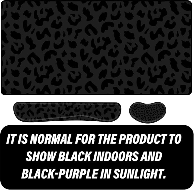 3Pcs Large Gaming Mouse Pad Desk MatKeyboard Mouse Wrist Rest Support SetExtended Laptop Mouse Pad Memory Foam Non-Slip Base for Gamer Home Office(31.5x15.7in)-Black Leopard Cheetah