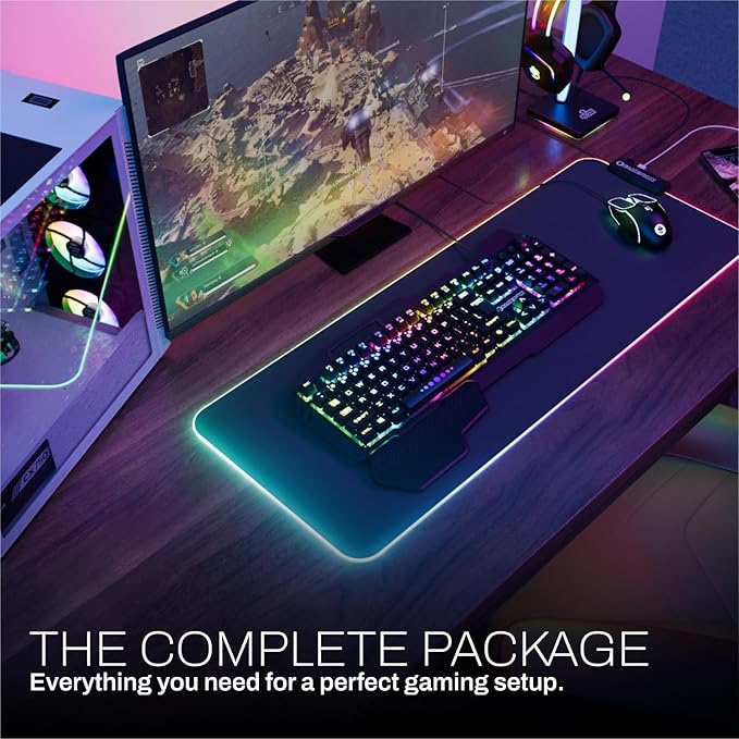GAME PUNK 6-Piece Codebreakers RGB Gaming Bundle – Mechanical Keyboard RGB Mouse &amp XL Mousepad USB Hub Gaming Headset w/Stand Light Strip – PC Game Accessories for Desktop &amp Laptop