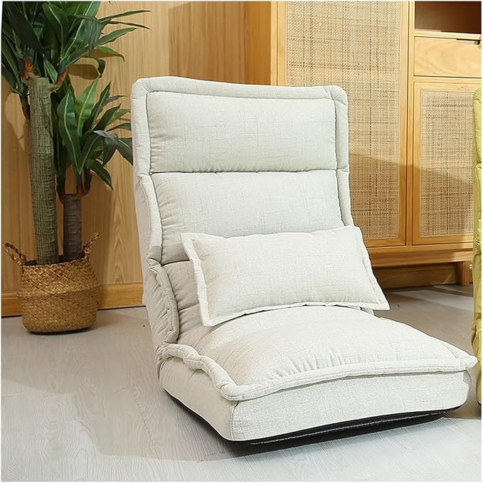 Floor Chair Lazy Sofa with Back Support Recliner Chair with Adjustable Positions for Gaming Reading Watching(Beige)