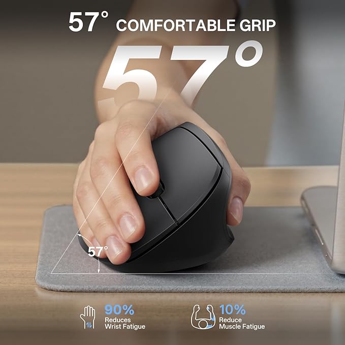 Philips Ergonomic Mouse - Vertical Mouse with 800/1200/1600 Adjustable DPI 6 Silent Buttons Design for S/M Hands Auto Power Saving Light Weight 2.4GHz Wireless Mouse for Laptop Desktop PC-Black