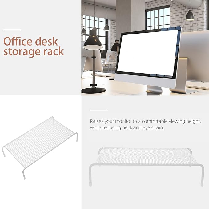 Ergonomic Iron Monitor Stand Riser for Desk with Computer Storage Lightweight Desktop Display Rack with Height Lifting Function Portable Multi-use Monitor Riser Shelf for Office