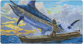 Old Man Blue Marlin Billfish Sportfishing Mar Gaming Mouse Pad Large 16x29.5 Inch - Non-Slip Desk Mat with Stitched Edges Durable Textured Rubber Base for Gaming