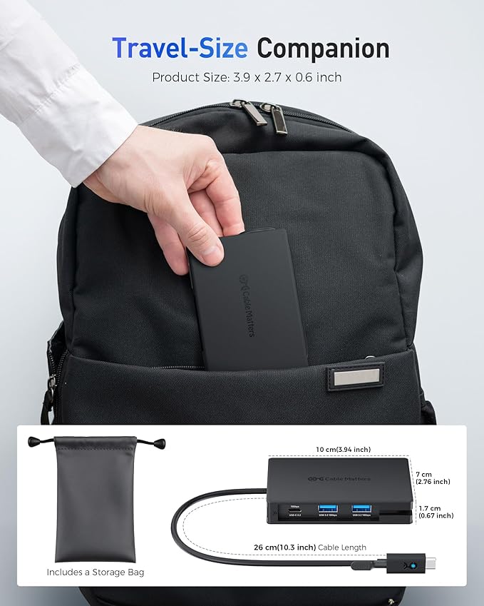 Cable Matters 8-in-1 Portable 40Gbps USB4 Hub (USB 4 Dock) Dual DisplayPort 4K@60Hz Single DP 4K@240Hz/8K@60Hz 100W PD Gigabit Ethernet Limited macOS Display Support Thunderbolt 4 Compatible