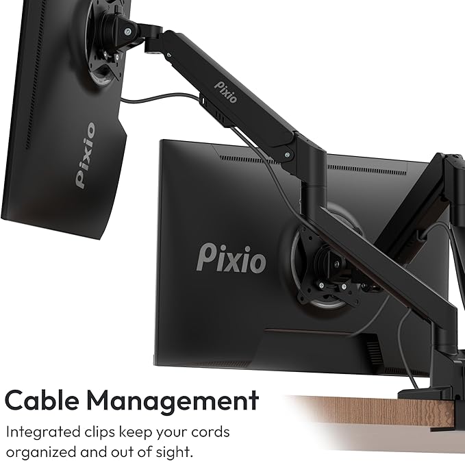 Pixio Two PXC279WAVE 27 inch 300Hz Refresh Rate FHD 1080p Resolution 1650R Curve Fast VA Panel 1ms GTG Response Time HDR Curved Gaming Monitor and PS1D Wave Black Dual Monitor Arm