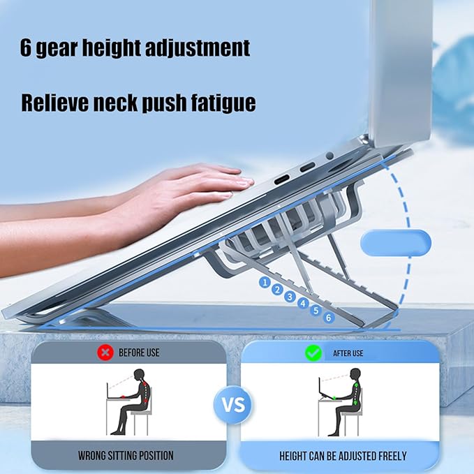Adjustable Aluminum Laptop Stand with Cooling Fan for 13-21in Laptop Notebook Cooling Support Effective Heat Dissipation