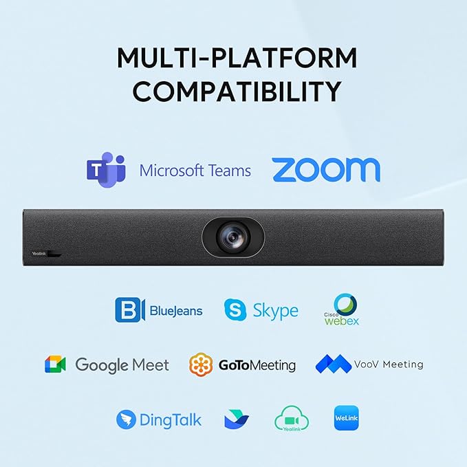 Yealink UVC40 E2 USB Conference Room Camera System 4K Video Conference Camera 120° Wide-Angle Lens 8 Microphone 5W High-Fidelity Speaker Auto Framing Speaker Tracking Compatible with Microsoft Zoom