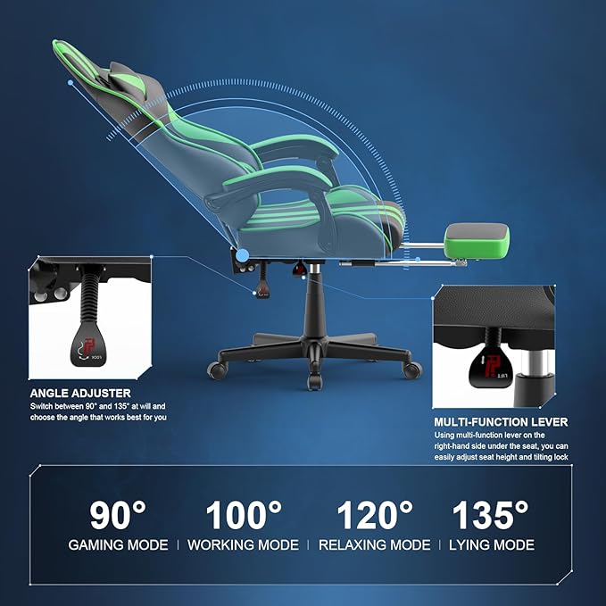 Ferghana Gaming Chairs with FootrestMassage Gamer ChairChristmasXmas GiftPC Game Chair for Adults Teens for Live Streaming Room