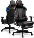 GTPLAYER Gaming Chair with Bluetooth Speakers Adjustable Backrest and Height 3D Armrests Footrest Ergonomic Computer Chair for Gamers (Dark Black)