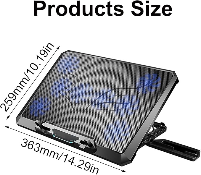 Notebook Cooling Stand Laptop Holder with 8 Quie Fans Heatsink for Up to 18Inch Laptops Includes Phone Holder Laptop Cooling Pad