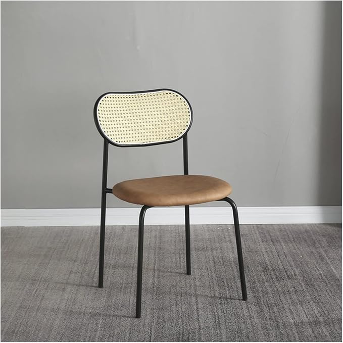 Adjustable Office Computer Chair with Armrest Dining Chair Coffee Shop Leisure Rattan Armchair Kitchen Furniture(Brown)