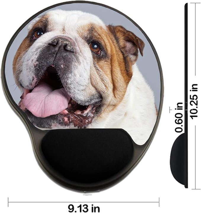 MSD Mousepad Wrist Rest Protected Mouse Pads Mat with Wrist Support English bulldog white with brown spots isolated agai