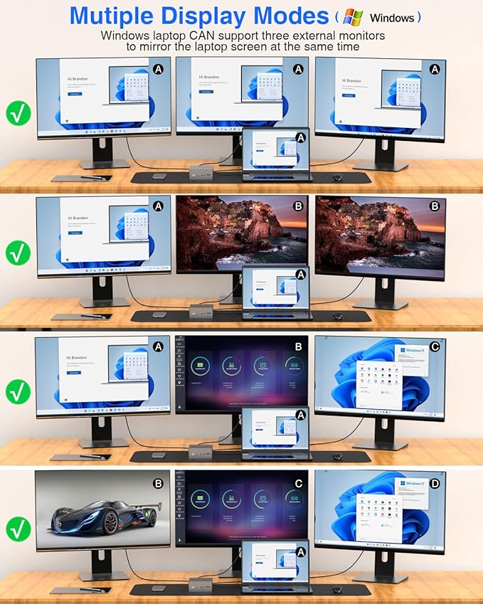 Tiergrade Upgraded Universal USB-C 4K Triple Display Docking Station with Charging Support for MacBook Pro &amp Windows Type C Systems (2 4K DP HDMI 6 USB Ports 60W USB PD)Extended Display for ma