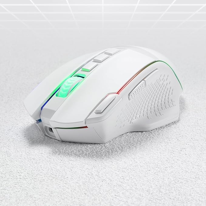 Redragon M991 Wireless Gaming Mouse 26000 DPI 3-Mode Gamer Mice w/Rapid Fire Key 9 Macro Buttons Powerful Capacity and RGB Backlight for PC/Mac/Laptop White