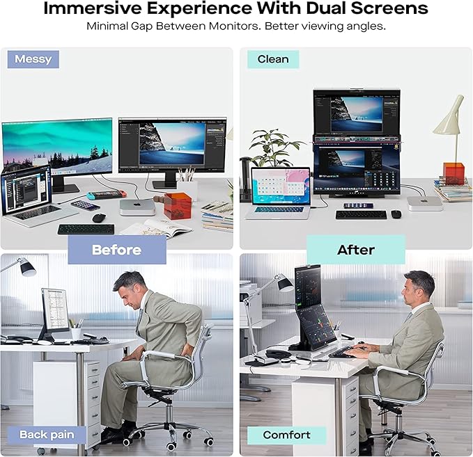 Mobile Pixels Geminos Dual 24 Stacked Computer Monitors with 100W USB-C Charging 1080P Webcam&ampSpeakers All-Inclusive Vertical Desktop Monitor HDMI/USB-A/USB-C2 Monitors