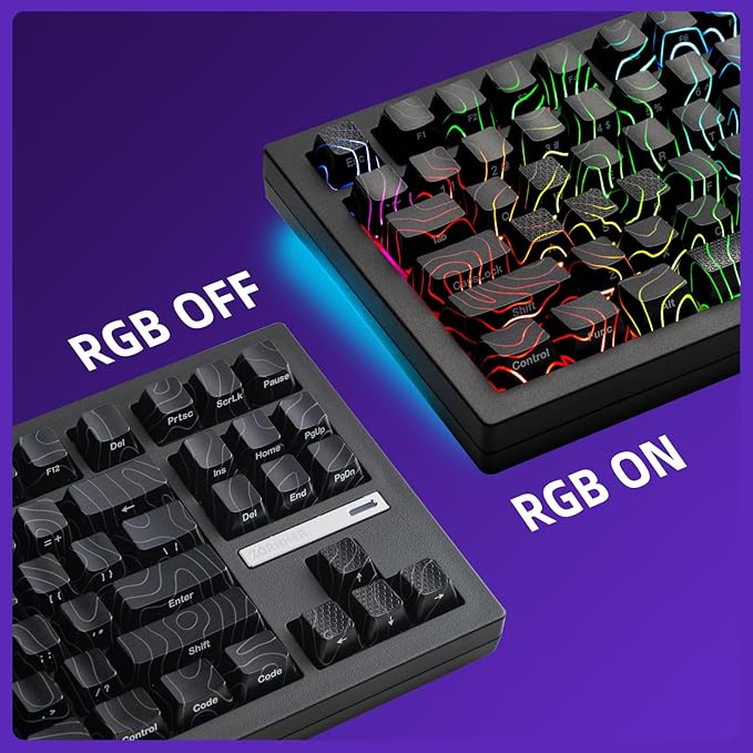 ZORNHER ZH870 Wireless Gaming Mechanical Keyboard80% Black Custom Creamy Sound Keyboard with Lighted Up Black Topographic KeycapsCreamy Sounding Linear SwitchesHot-SwappableRGB Backlit