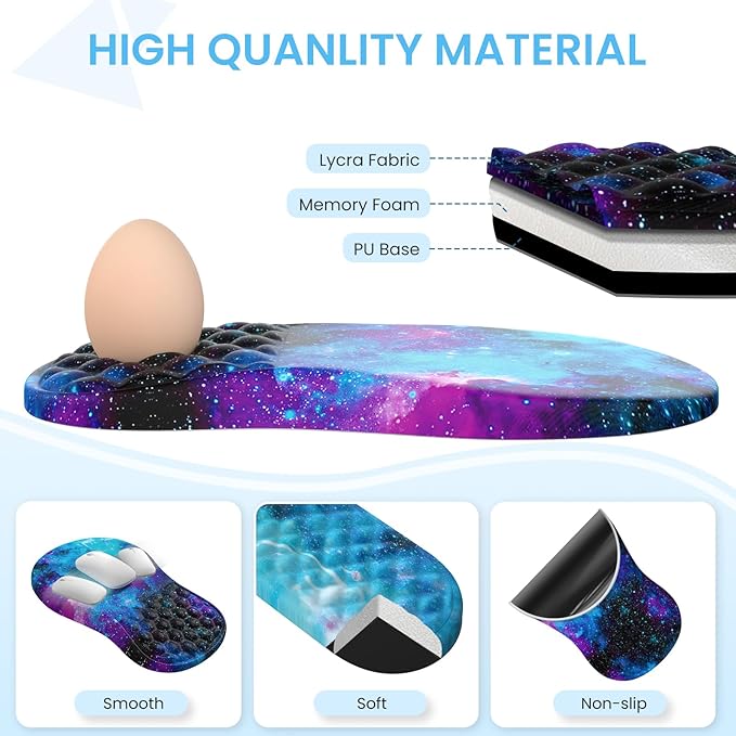 Desk Mat with Wrist Support Desk Pad for Keyboard and Mouse Purple Desk Mat Keyboard Pad and Mouse Pad Combo Carpal Tunnel Mousepad Gaming for Office Galaxy Space Purple Nebula