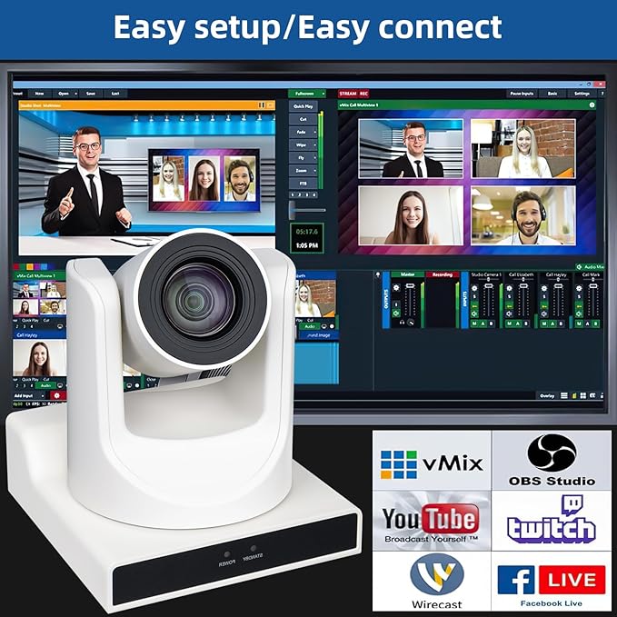 NDI PTZ Camera 30x Optical Zoom Live Streaming HDMI/PoE and USB Supports PTZ Camera for Church Conference Live Streaming