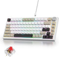 75% Mechanical Gaming Keyboard with Volumn Knob Gasket Hot Swappable RGB Wired Red Switch 82 Keys Compact Creamy (Black Grey)