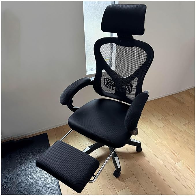 Gaming Chair with Footrest Headrest and Backrest 90-135 AdjustableWheels 360 Swivel Gaming Chair with Footrest Breathable Meshfor Home/Study/WorkingBlack