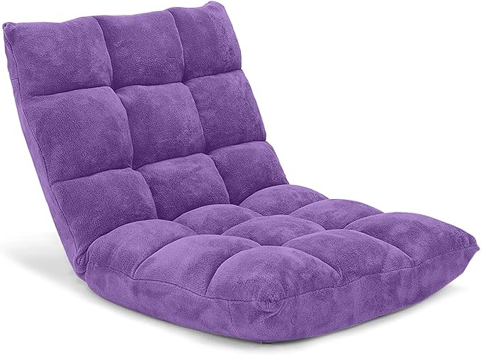 SlickBlue Adjustable Floor Chair with 14 Positions Thick Padded Cushion for Living Room