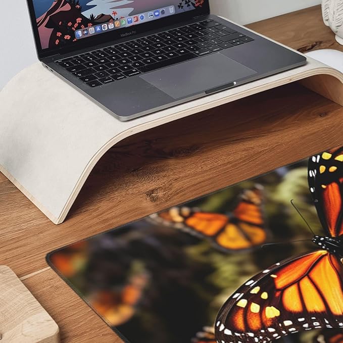 Gaming Mouse Pad Extended Full Keyboard Mat with Stitched Edges Anime Large Desk Pad with Non-Slip Base Heaps of Orange Monarch Butterflies Mouse Mat for Gaming and Office 16 x 35.5 inches Mousepad
