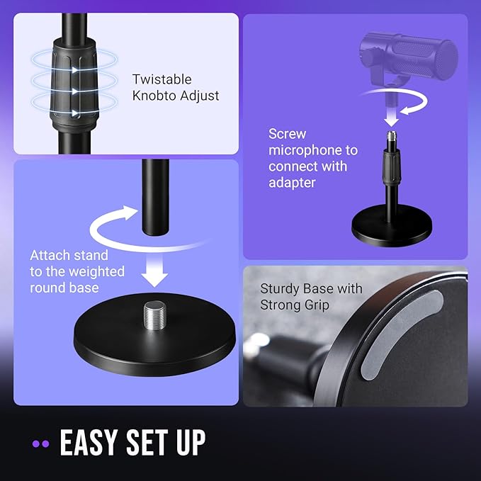 FIFINE Studio Streaming Kit Dynamic Microphone with Desktop Stand &amp XLR Cable XLR/USB Microphone with Quick Mute Male-Female Mic Cord &amp Table Mic Stand for Recording Podcast-K688+BS1+L9