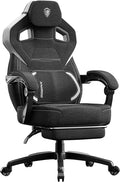Dowinx Fabric Gaming Chair with Footrest Big and Tall Ergonomic Gamer Chair with Lumbar Support Wide Back Computer Chair for Heavy People Black