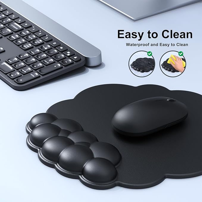 Cloud Mouse Pad with Wrist Rest Cloud Keyboard Wrist Rest Mouse Pad Wrist Support Ergonomic Keyboard Mouse Wrist Support (Black)