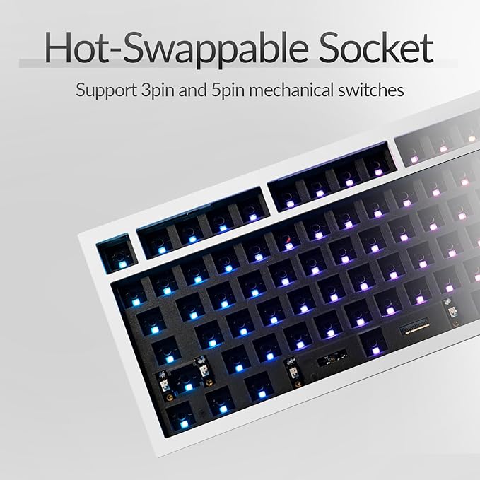 Keychron Q6 Max QMK/VIA Wireless Custom Mechanical Keyboard Barebone Knob Version Full-Metal Hot-Swappable RGB Backlight 2.4 GHz/Bluetooth/Type-C Wired Gaming Keyboard for Mac/Windows/Linux - White