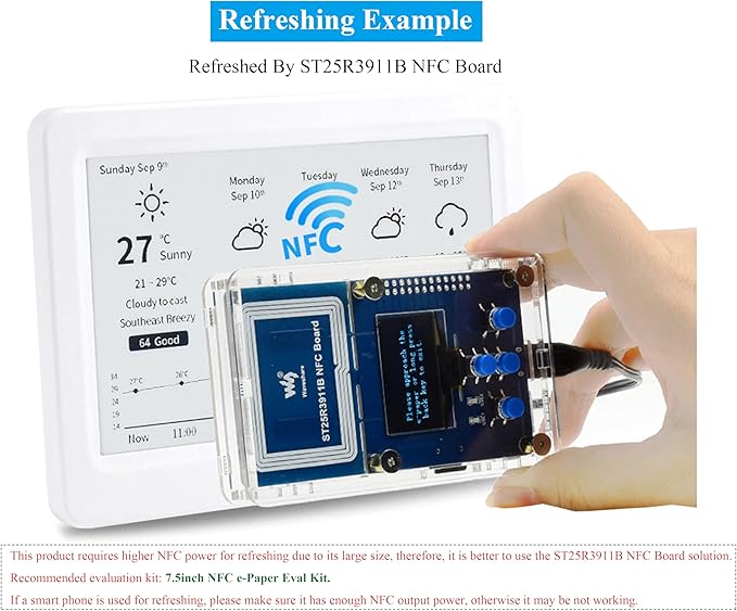 7.5inch Passive NFC-Powered e-Paper 800 x 480 Pixel ePaper Screen Adopts Novel Passive NFC Technology No Batte-ry Required No Messy Wiring Wire-Less Powering &amp Data Transfer