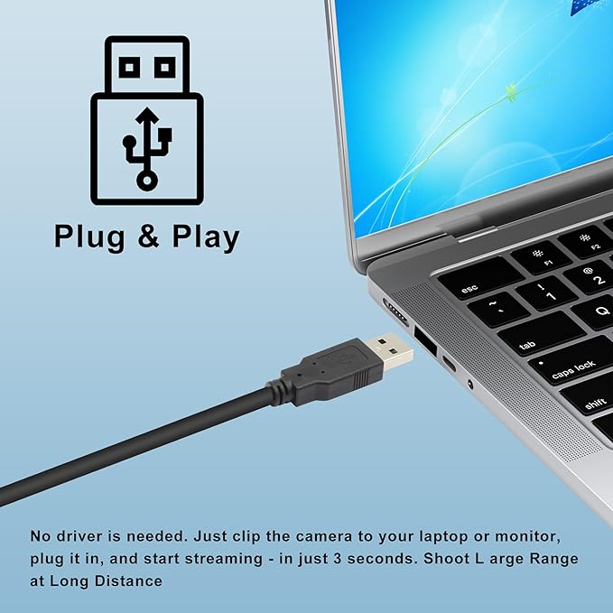5MP USB Camera Module 2.1mm Wide Angle Lens - 2592x1944 CMOS Sensor Plug &amp Play Industrial Webcam for Machine Vision Inspection Monitoring - Compatible with Windows Linux macOS Raspberry Pi