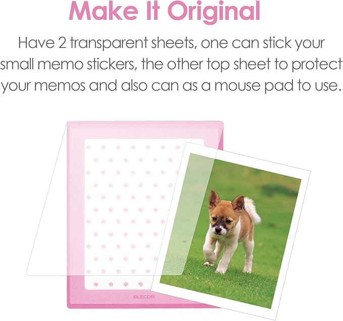 ELECOM Custom Photo Insert Mouse Pad Mat/Clipboard Folder/Message Pad/Picture/File Board/for Office/Pink MP-117P