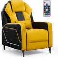 TUNYI Gaming Recliner Chair Racing Style Push-Back Reclining Sofa with Colorful LED Ergonomic Home Theater Seating Video Game Sofa for Gaming Room Living Room (Yellow)