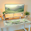 iLeadon Mouse Pad and Keyboard Wrist Rest Large Computer Desk Mat Mouse Pad Set with Wrist Pad for Keyboard Cute Green Desk Pad Mat with Non Slip Base Office Home(Floral)