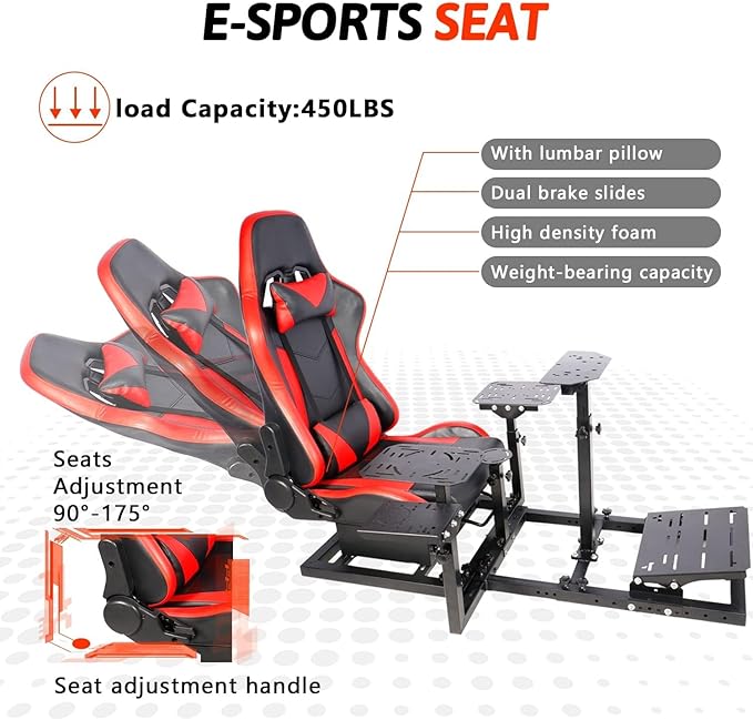 Flight Racing Simulator Cockpit with Racing Seat Fit for Logitech G29 G920 G923 X52 X56 for Thrustmaster Hotas Without Wheel Pedals shifters Keyboard and Flight Stick