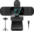 RUWBY Webcam with Built-in Microphone and Rotatable Tripod 1080P Video and Wide Angle Camera Privacy Cover (4K | 30fps | Type-C Cable | Detachable Tripod)