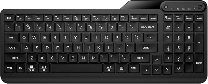 HP 460 Multi-Device Bluetooth Keyboard - Bluetooth with Swift Pair to 3 Multi-Devices Compatible with Windows/Mac/Chromebook Laptop Notebook Black (7N7B8AA)