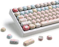 YUNZII Cute Pink Kitten Custom Keycaps 141 Keys Dye Sub PBT MOG Profile Keycap Set for Mechanical Gaming Keyboards (Pink Kitten)